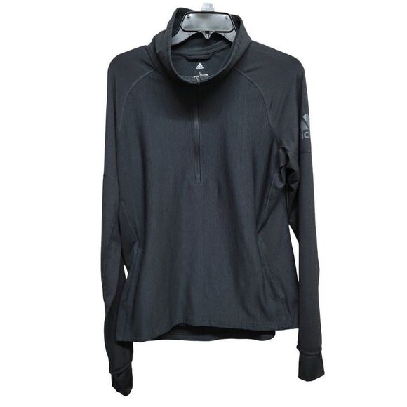 Adidas Climalite Jacket Black Performer Baseline 1/4 Zip Active Womens L - Picture 3 of 13